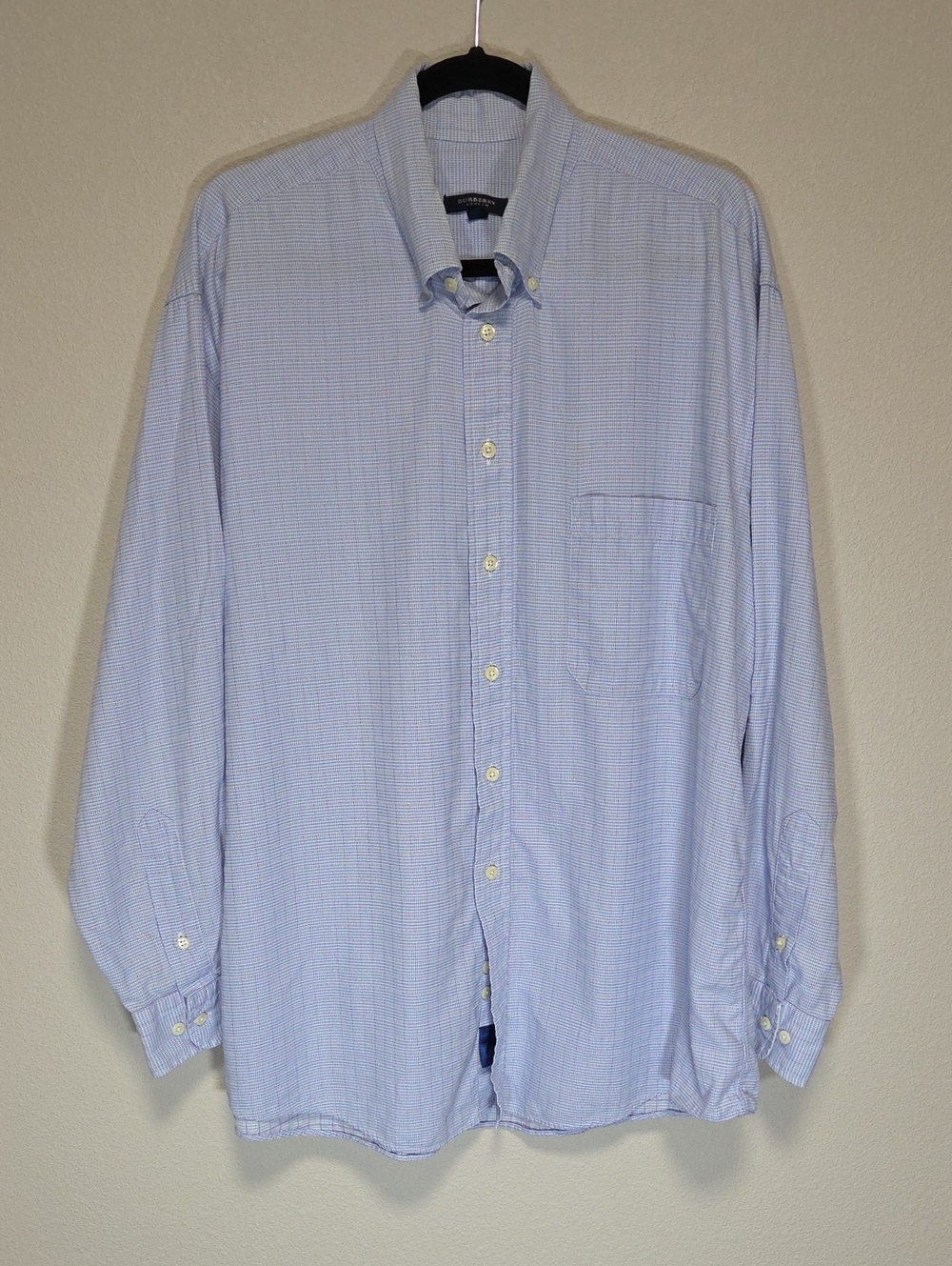 Burberry London Light Blue Micro-Check Button-Down Shirt